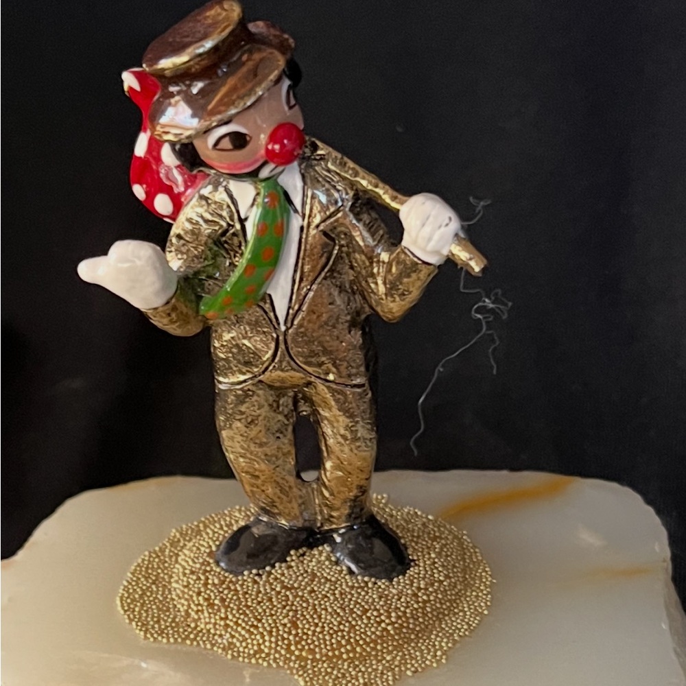 Ron Lee Executive Hitchhiking 24k plated Gold Clown Figurine “Hobo Joe” 1986